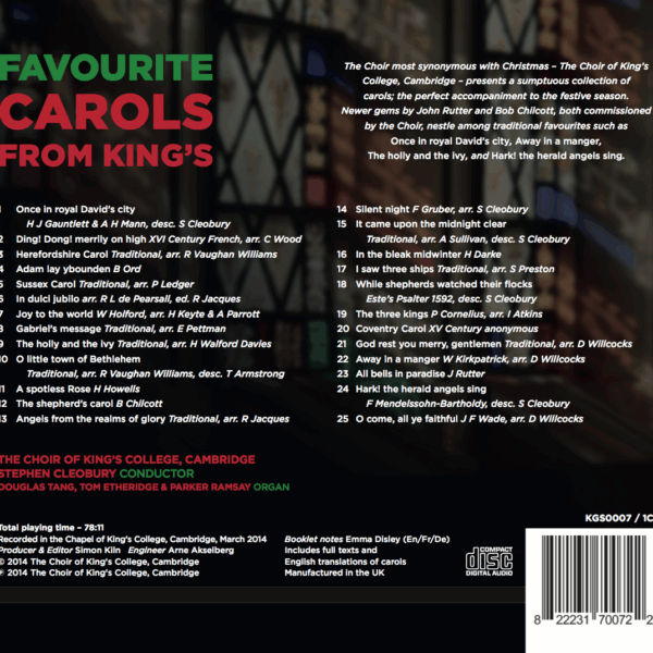 Favourite Carols from King's back cover