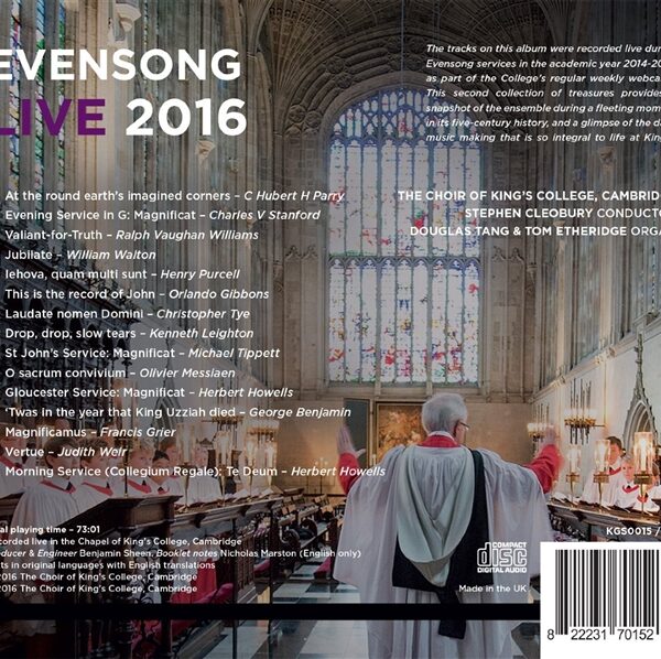 Evensong Live 2016 back cover