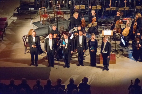 The soloists with Stephen Cleobury