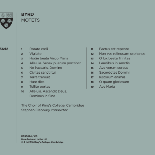 Byrd Motets Back Cover