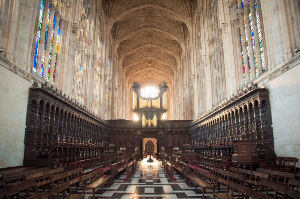 King's College Chapel – inside at sunset