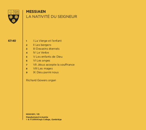Messiaen La Nativité – back cover
