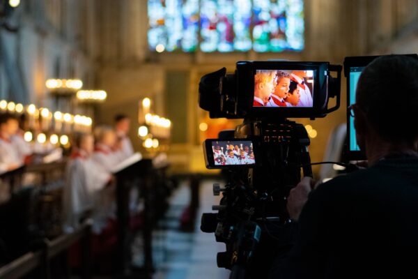 Filming at Carols from King's 2019