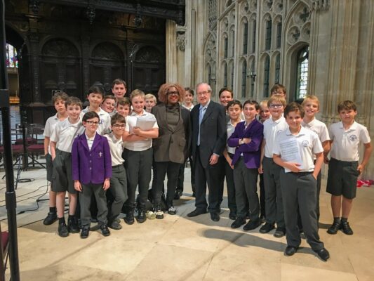 Errollyn Wallen with Stephen Cleobury and the Choir