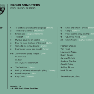 Proud Songsters back cover